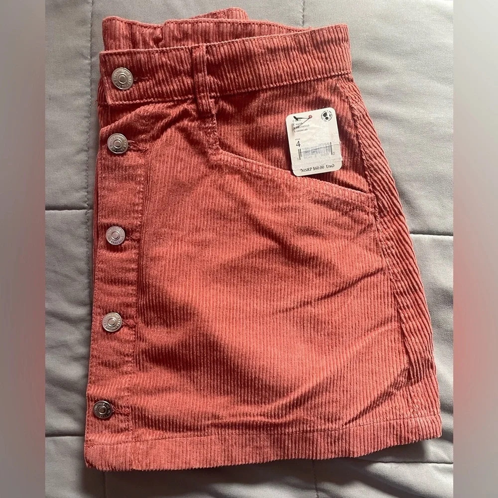 NWT Free People Ray Cotton Corduroy Miniskirt Size 4 Color Myrrh